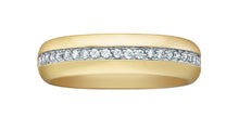 Load image into Gallery viewer, Gold ring with diamond accents on a white background 6mm wide
