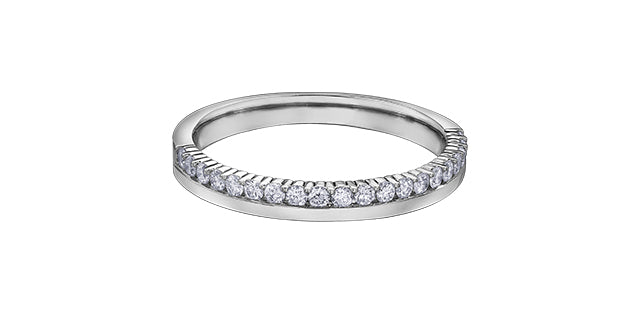 White gold ring with small diamonds on a white background