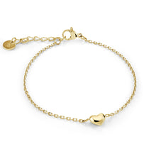 Load image into Gallery viewer, Gold bracelet with a heart-shaped charm on a white background
