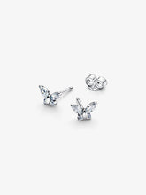 Load image into Gallery viewer, Butterfly-shaped silver earrings on a white background
