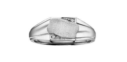 Diamond accented signet ring with textured top Fifth Avenue Jewellers Kamloops BC