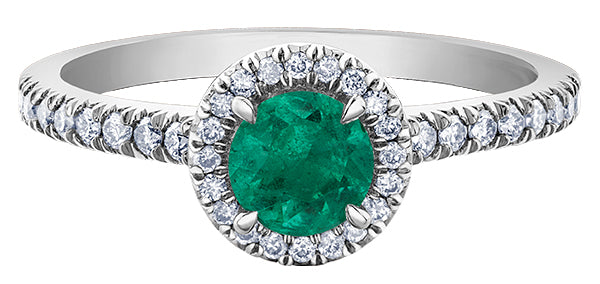 Diamond And Emerald Halo Ring Fifth Avenue Jewellers
