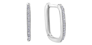 Diamond Paperclip Hoops .09ct White Gold Fifth Avenue Jewellers