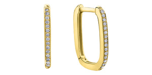 Diamond Paperclip Hoops .09ct Yellow Gold Fifth Avenue Jewellers