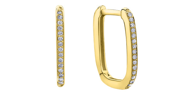 Diamond Paperclip Hoops .09ct Yellow Gold Fifth Avenue Jewellers