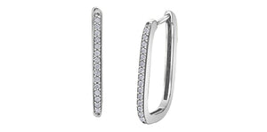 Diamond Paperclip Hoops .12ct White Gold Fifth Avenue Jewellers