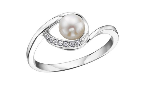 Diamond and Pearl Swirl Ring Fifth Avenue Jewellers