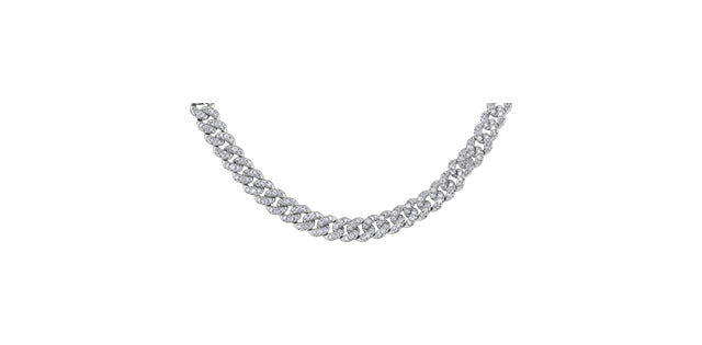 Diamond Set Curb Link Chain Necklace