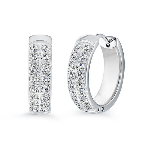 Double Row CZ Hoop Earrings Fifth Avenue Jewellers Kamloops BC