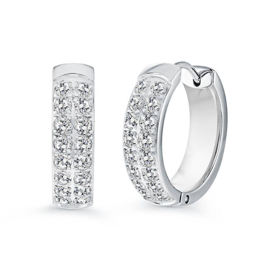 Double Row CZ Hoop Earrings Fifth Avenue Jewellers Kamloops BC