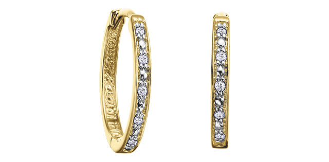 Classic Diamond Hoops in Yellow Gold .05ct Fifth Avenue Jewellers