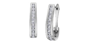 White Gold Channel Set Diamond J Hoops 1.00ct Fifth Avenue Jewellers
