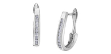 Load image into Gallery viewer, White Gold Channel Set Diamond J Hoops  .15ct Fifth Avenue Jewellers
