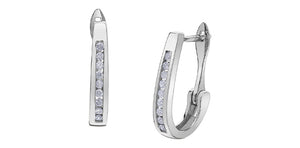 White Gold Channel Set Diamond J Hoops  .15ct Fifth Avenue Jewellers