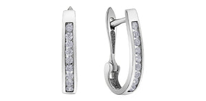 White Gold Channel Set Diamond J Hoops .25ct Fifth Avenue Jewellers