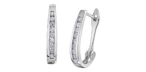 White Gold Channel Set Diamond J Hoops .33ct Fifth Avenue Jewellers