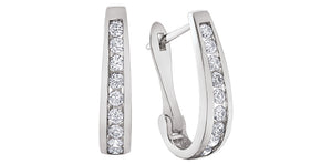 White Gold Channel Set Diamond J Hoops .50ct Fifth Avenue Jewellers