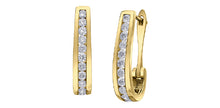 Load image into Gallery viewer, 1.00ct Channel Set Diamond J Hoop Earrings
