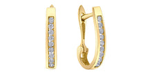 Load image into Gallery viewer, .25ct Channel Set Diamond J Hoop Earrings

