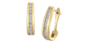 .75ct Channel Set Diamond J Hoops