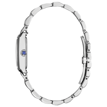 Load image into Gallery viewer, Silver watch with a blue gemstone on a white background
