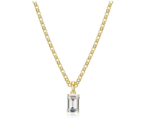 Emerald Cut CZ Solitaire Necklace Fifth Avenue Jewellers
