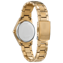 Load image into Gallery viewer, Gold Citizen watch with a white face on a white background
