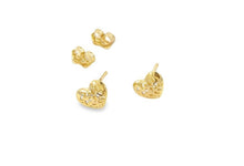 Load image into Gallery viewer, Filigree Heart Stud Earrings Side Fifth Avenue Jewellers
