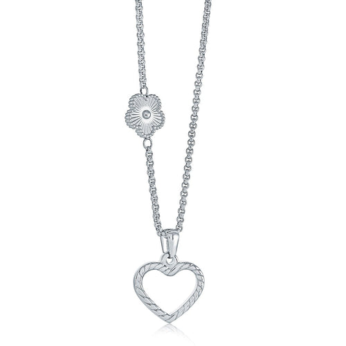 Flower heart Pendant Necklace Stainless Steel fifth Avenue Jewellers Kamloops BC