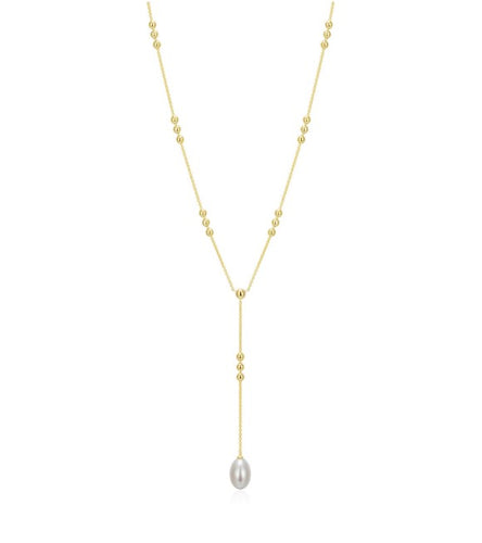 Genesis Gold Plated Three Bead Pearl Y Necklace Fifth Avenue Jewellers