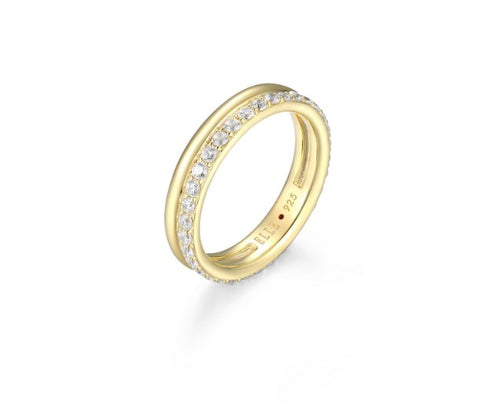 Goddess Gold Plated Two Row Ring Fifth Avenue jewellers