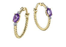 Load image into Gallery viewer, Gold Twist Gemstone Hoop Earrings
