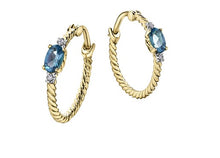 Load image into Gallery viewer, Gold Twist Gemstone Hoop Earrings
