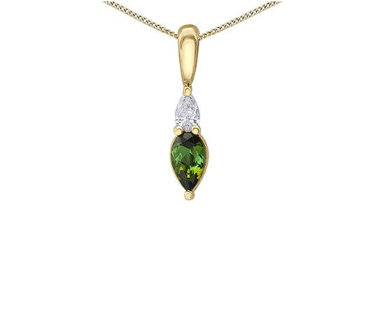 Green Tourmaline and Diamond Pendant Necklace Fifth Avenue Jewellers
