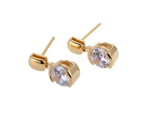 Half Bezel CZ Drop Earrings Fifth Avenue Jewellers