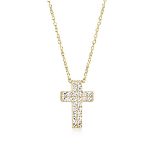 Humanity Sparkling Gold Plated Cross Necklace Fifth Avenue Jewellers