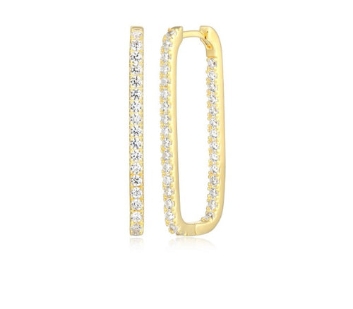Inside Out Rectangular Hoop Earrings Gold Plated Fifth Avenue Jewellers