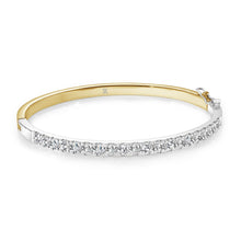 Load image into Gallery viewer, Gold and silver bracelet with clear stones on a white background
