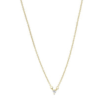 Load image into Gallery viewer, Gold necklace with a small CZ heart pendant on a white background
