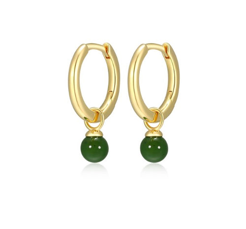 Nephrite Jade Drop Huggies Fifth Avenue Jewellers