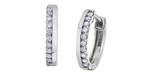 Offset Diamond Huggies in White Gold Fifth Avenue Jewellers