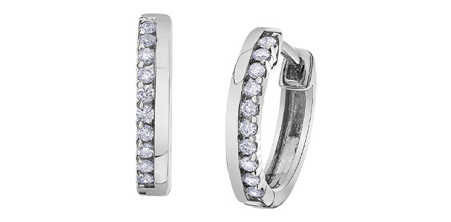 Offset Diamond Huggies in White Gold Fifth Avenue Jewellers