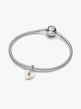 Load image into Gallery viewer, Silver bracelet with a heart-shaped charm on a white background

