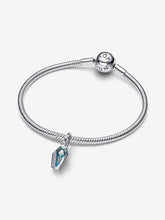 Load image into Gallery viewer, Silver bracelet with a coffin charm on a white background
