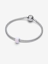 Load image into Gallery viewer, Silver bracelet with a round charm on a white background
