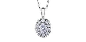 Oval Diamond Halo Pendant Necklace Fifth Avenue Jewellers