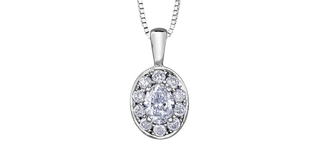 Oval Diamond Halo Pendant Necklace Fifth Avenue Jewellers