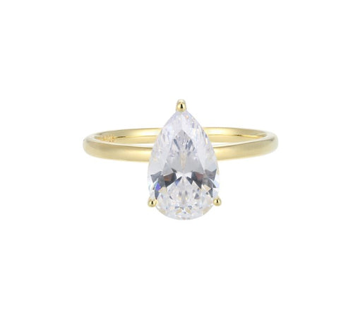 Pear Shaped CZ Solitaire Ring Fifth Avenue Jewellers Kamloops BC