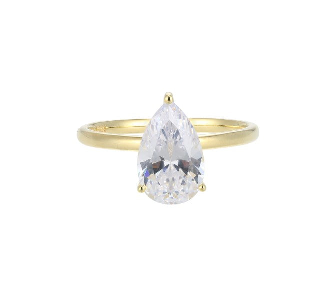 Pear Shaped CZ Solitaire Ring Fifth Avenue Jewellers Kamloops BC