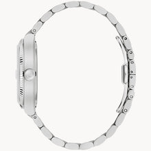 Load image into Gallery viewer, Silver watch with a detailed band on a white background
